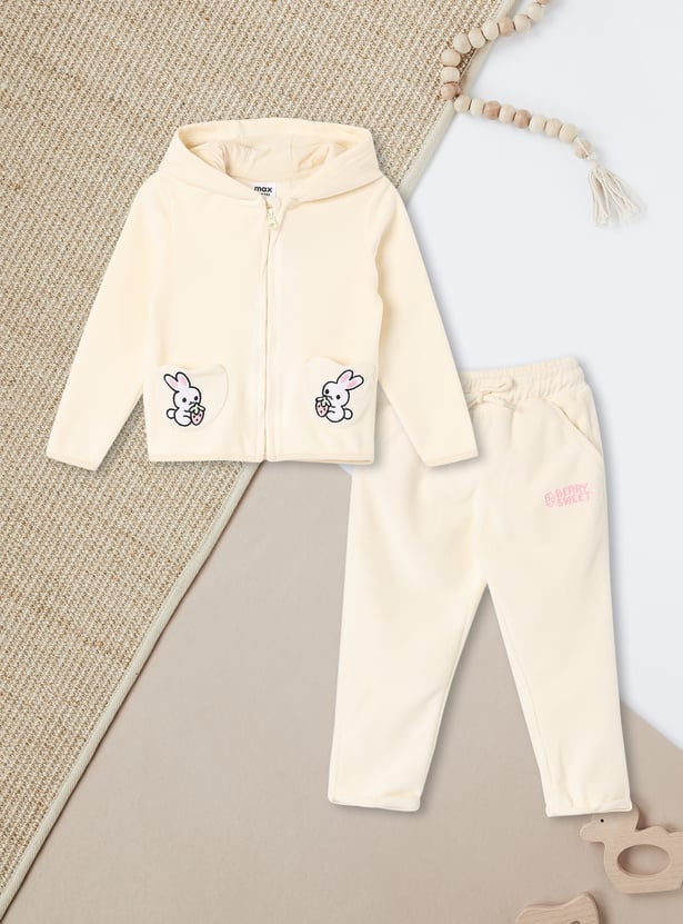 Girls Embroidered Hoodie with Pants