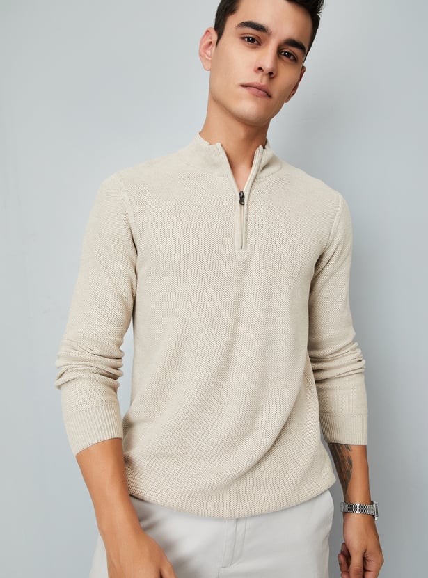 Men Knitted Zip Sweater