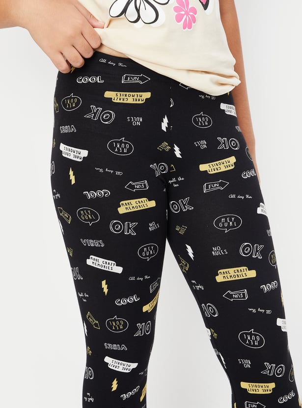 Buy Girls Printed Full-Length Leggings Online at just