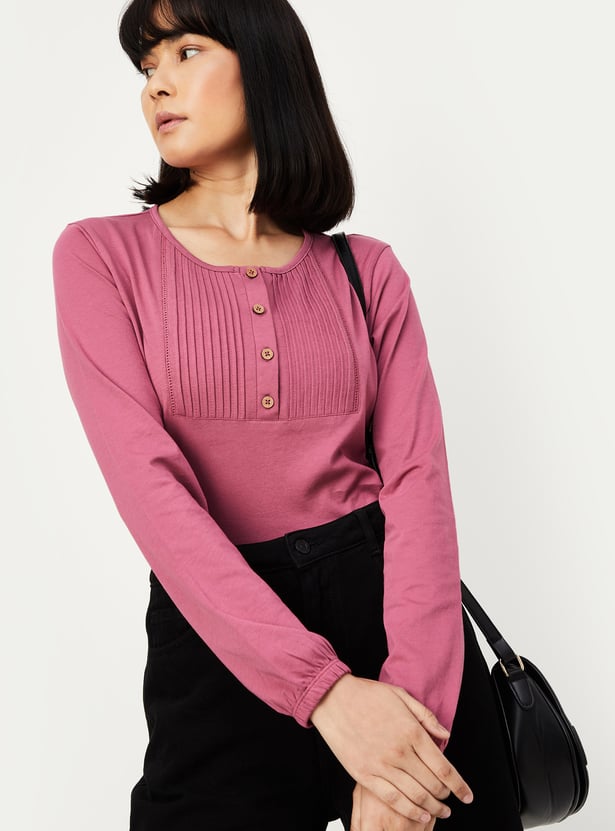 Women Pintuck Yoke Top