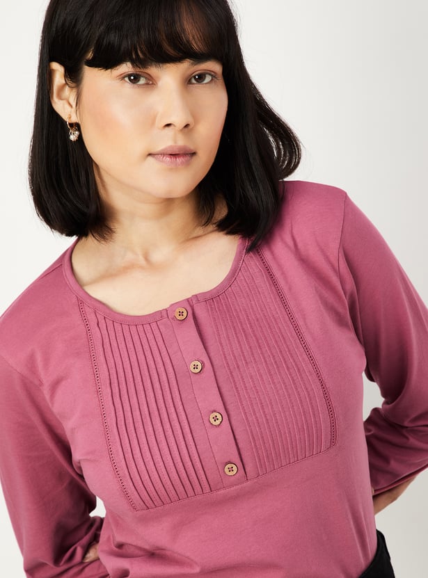 Women Pintuck Yoke Top