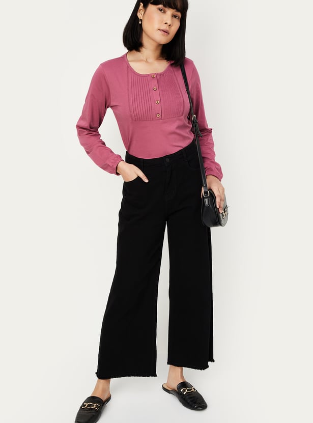 Women Pintuck Yoke Top