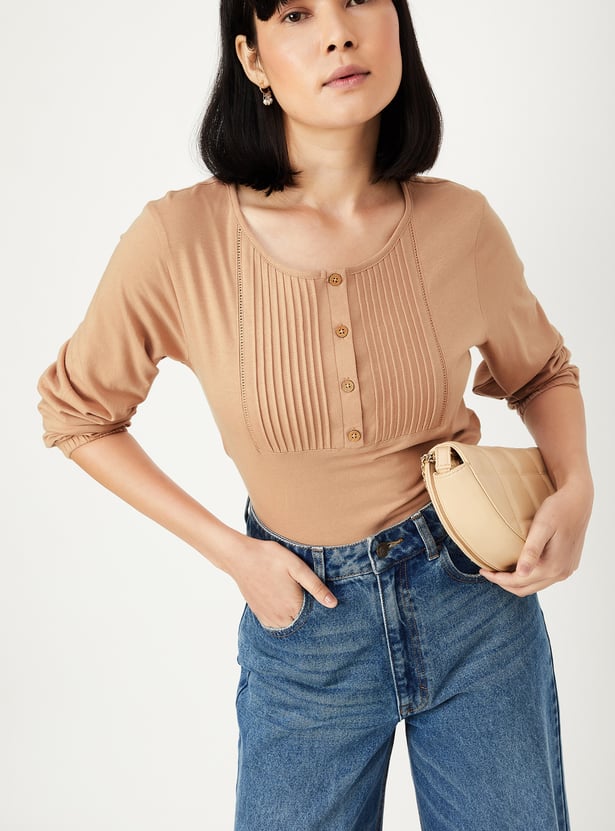 Women Pintuck Yoke Top