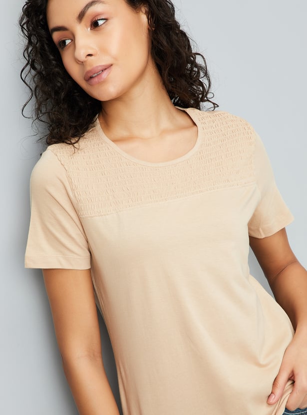Women Smocked Yoke T-shirt
