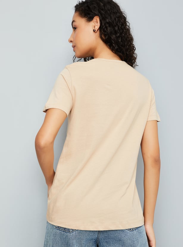 Women Smocked Yoke T-shirt