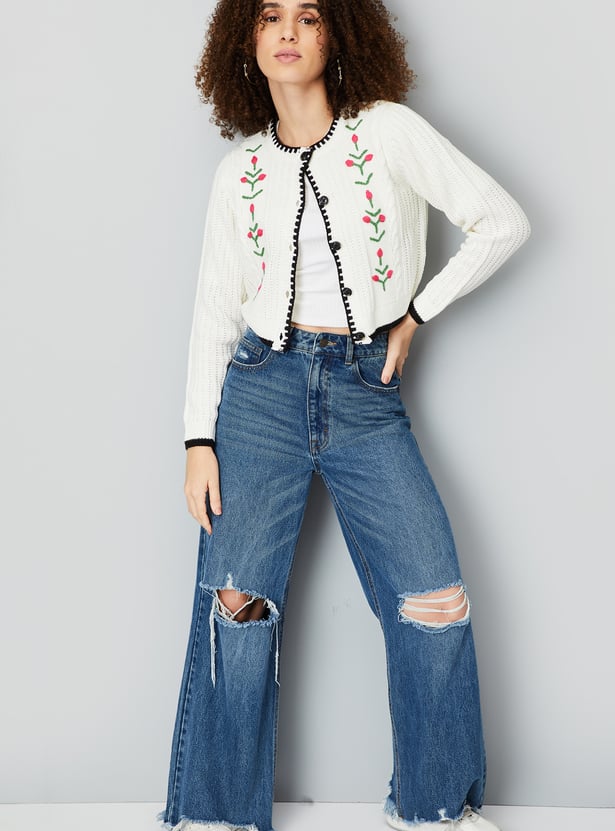 Women Embroidered Cardigan