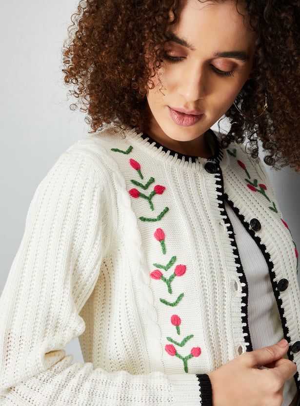 Women Embroidered Cardigan