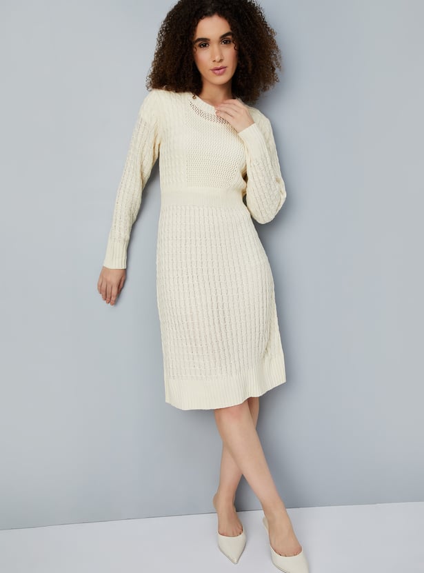 Women Cable Knit Sweater Dress