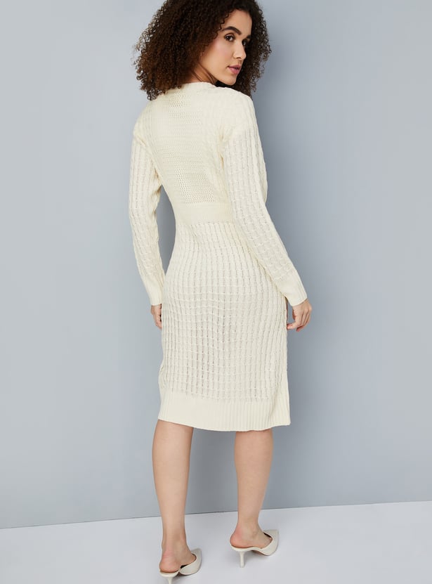 Women Cable Knit Sweater Dress