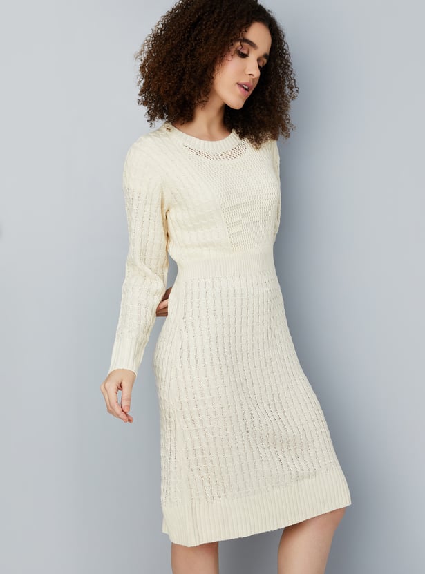 Women Cable Knit Sweater Dress