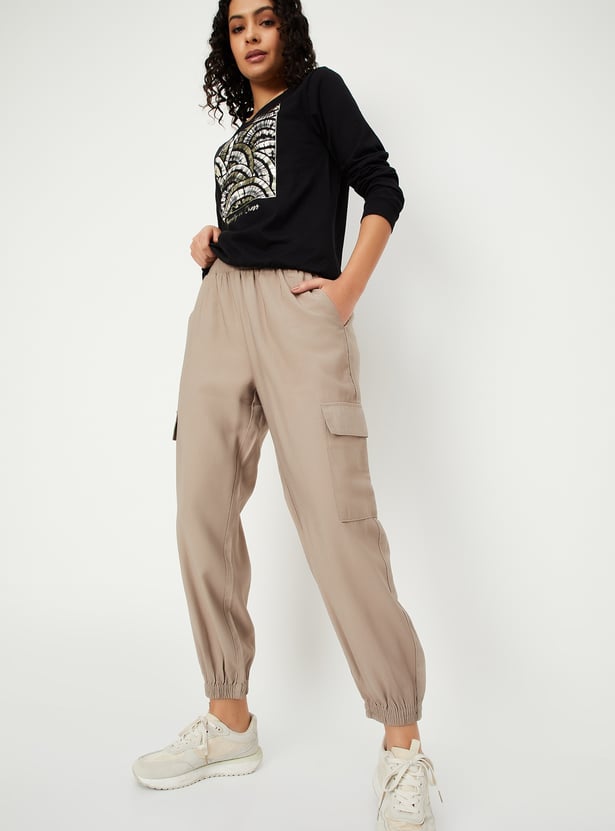 Women Solid Cargo Joggers