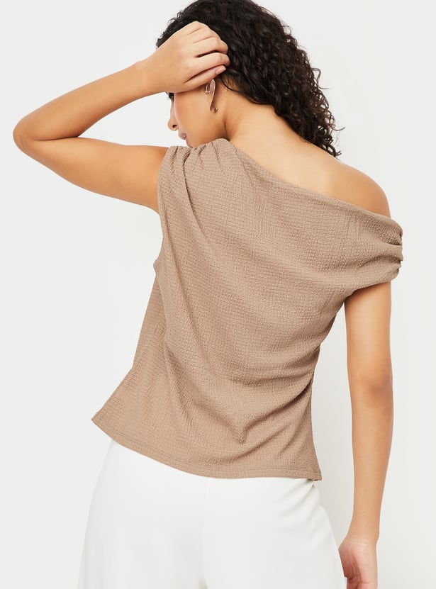 Women Textured Off-Shoulder Knit Top