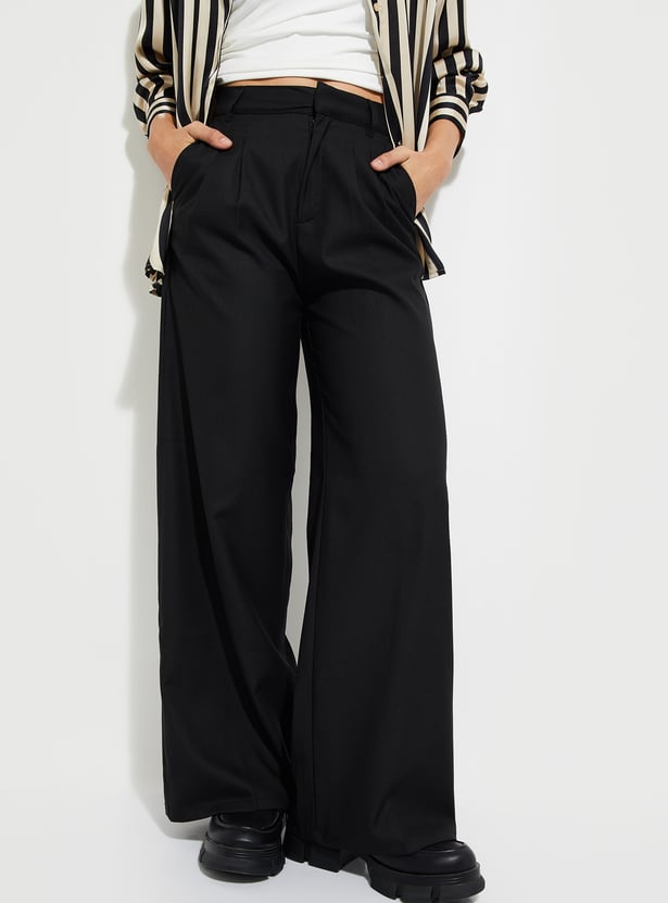 Women Pleated Wide Leg Trousers