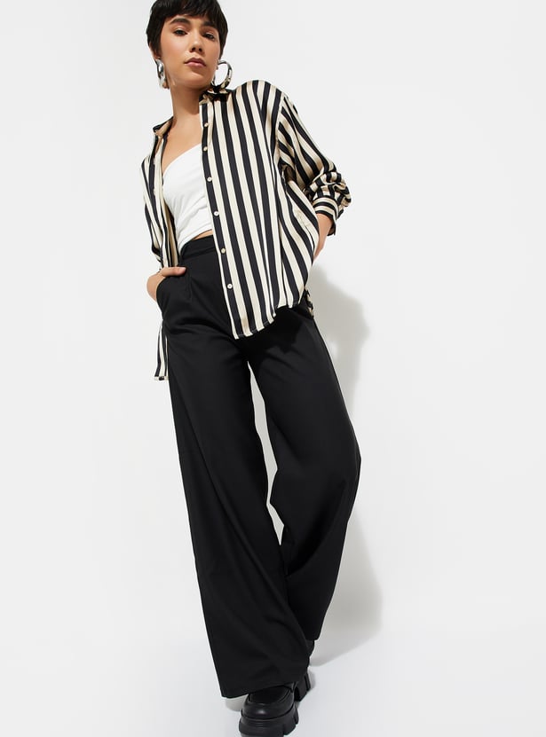 Women Pleated Wide Leg Trousers