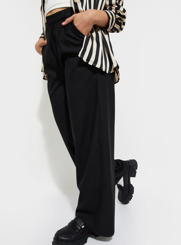 Women Pleated Wide Leg Trousers