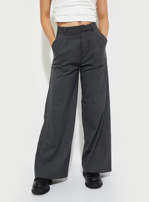 Women Pleated Wide Leg Trousers