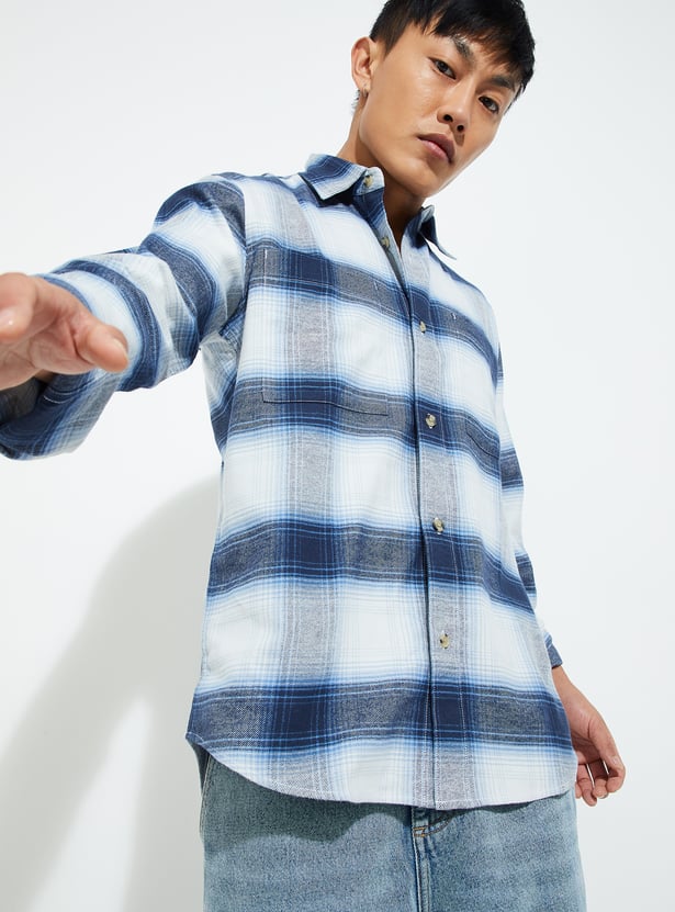 URB_N Men Regular Fit Checked Shirt