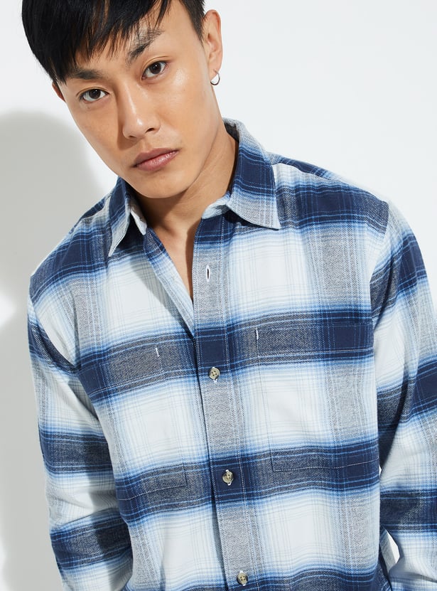 URB_N Men Regular Fit Checked Shirt