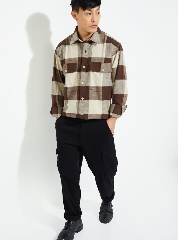 URB_N Men Boxy Fit Checked Over Shirt