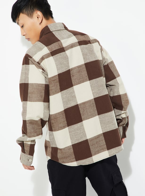 URB_N Men Boxy Fit Checked Over Shirt