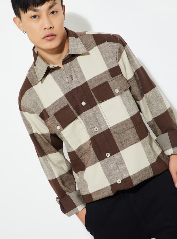 URB_N Men Boxy Fit Checked Over Shirt