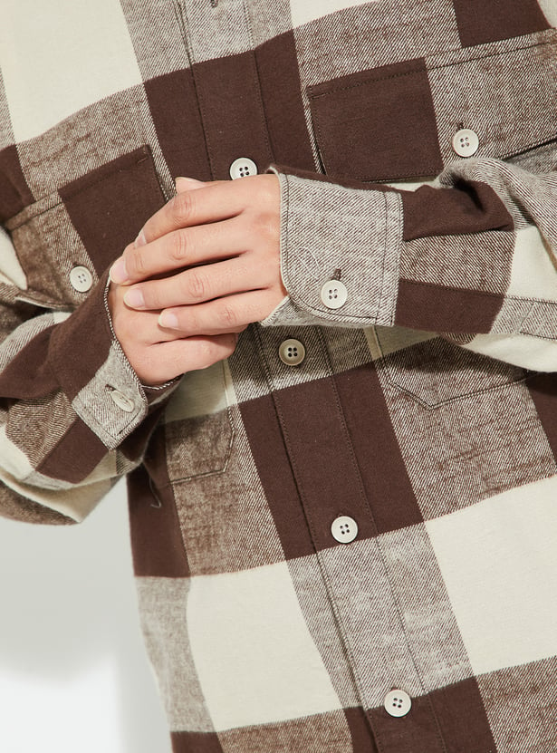 URB_N Men Boxy Fit Checked Over Shirt