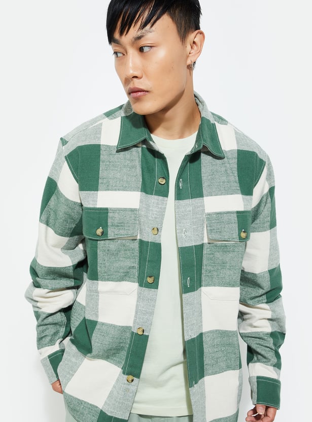 URB_N Men Boxy Fit Checked Over Shirt