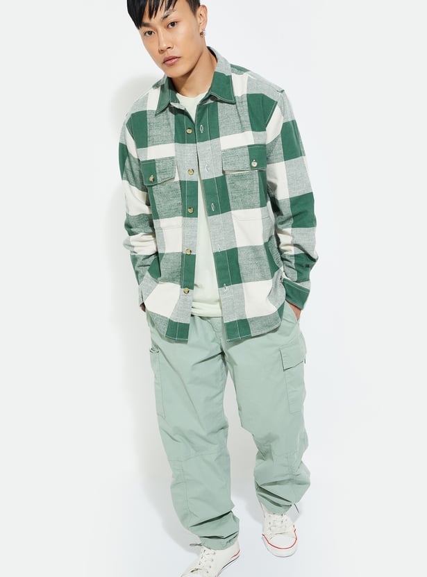 URB_N Men Boxy Fit Checked Over Shirt