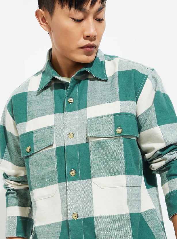 URB_N Men Boxy Fit Checked Over Shirt