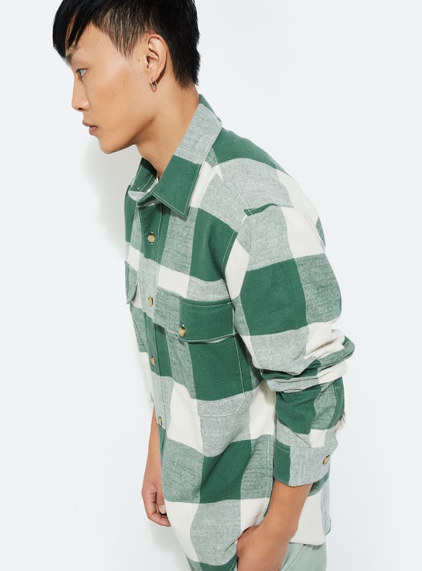 URB_N Men Boxy Fit Checked Over Shirt