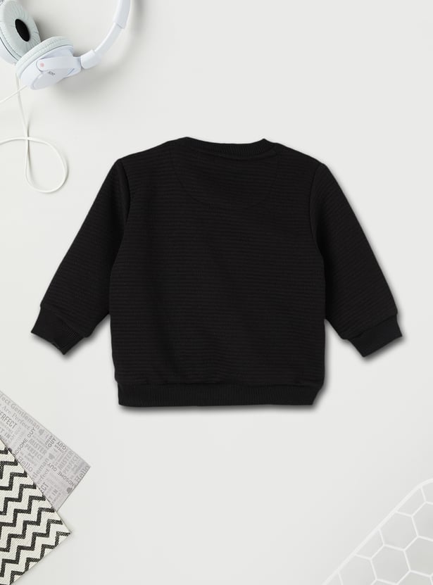 Boys Solid Sweatshirt with Shoulder Buttons