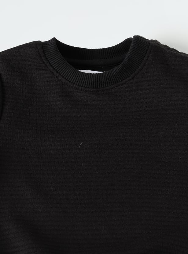 Boys Solid Sweatshirt with Shoulder Buttons