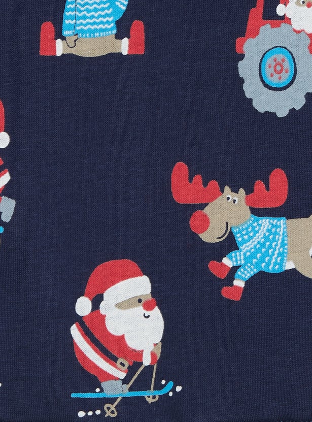 Boys Santa Claus Print Hooded Sweatshirt
