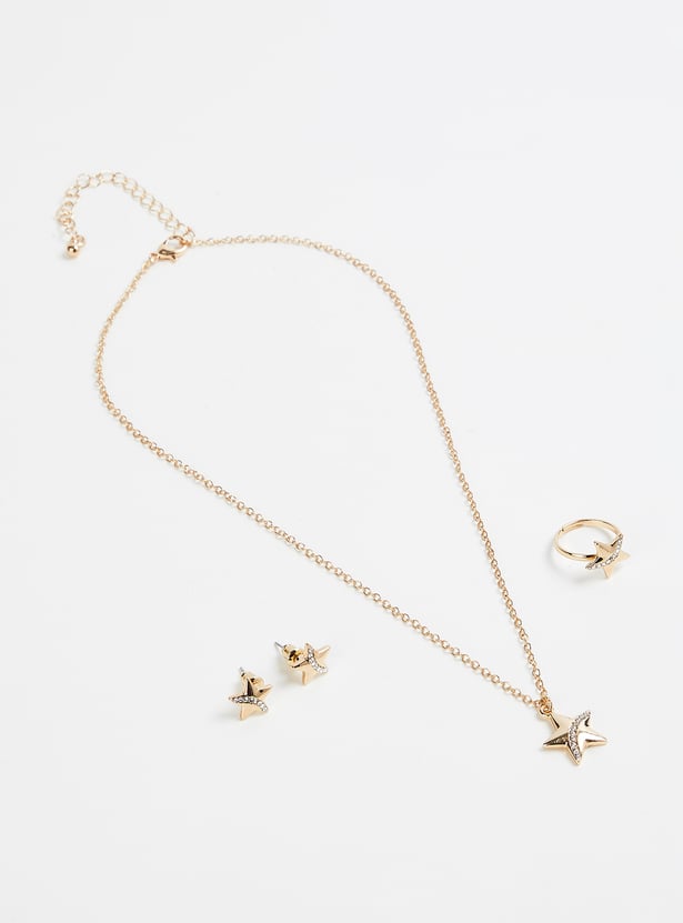 Girls Star Necklace Set with Ring
