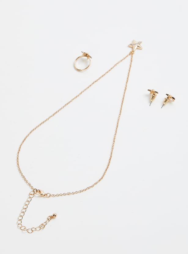 Girls Star Necklace Set with Ring