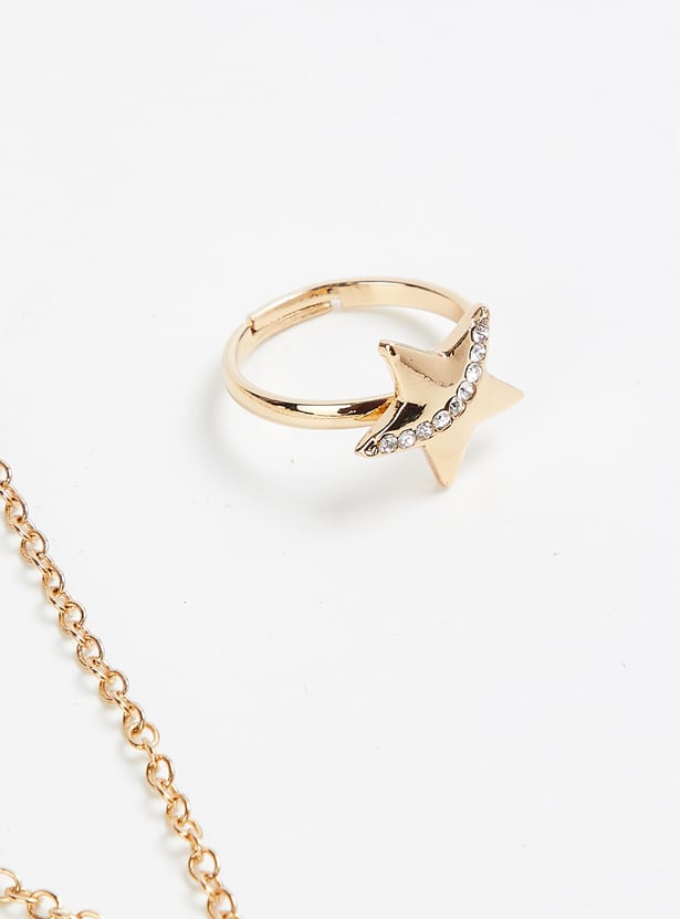 Girls Star Necklace Set with Ring
