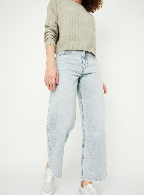 Women Straight Fit Washed Jeans