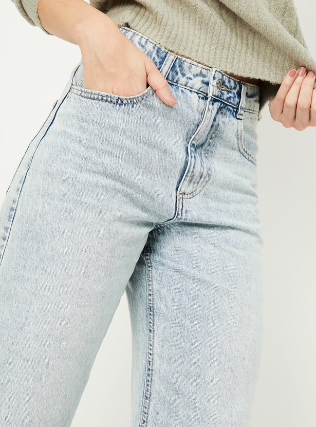 Women Straight Fit Washed Jeans