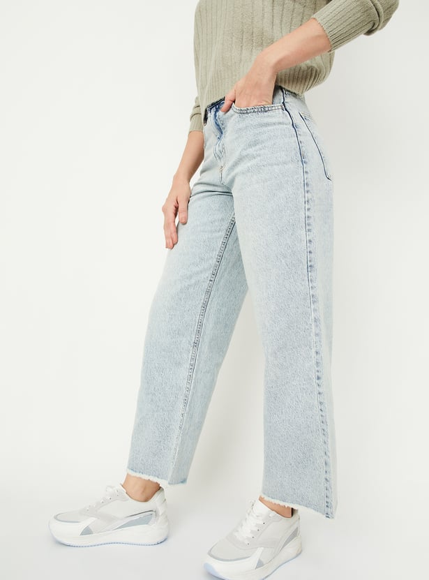 Women Straight Fit Washed Jeans