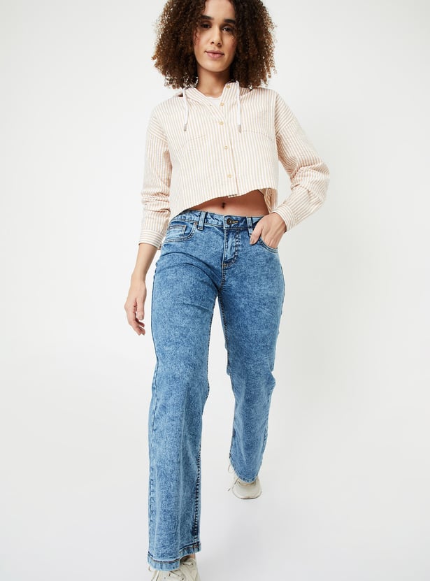 Women Washed Flared Jeans