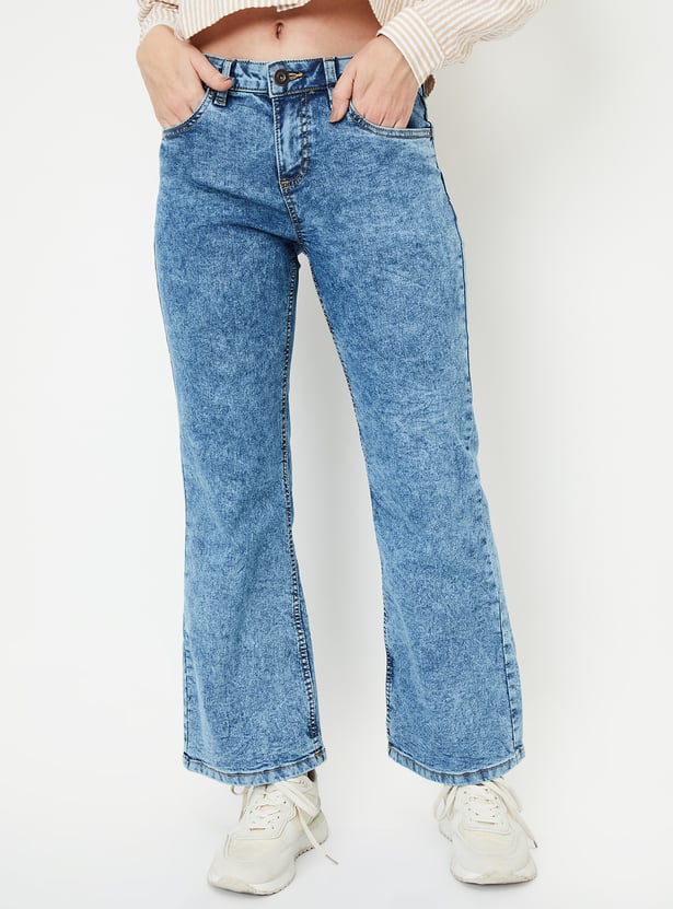 Women Washed Flared Jeans