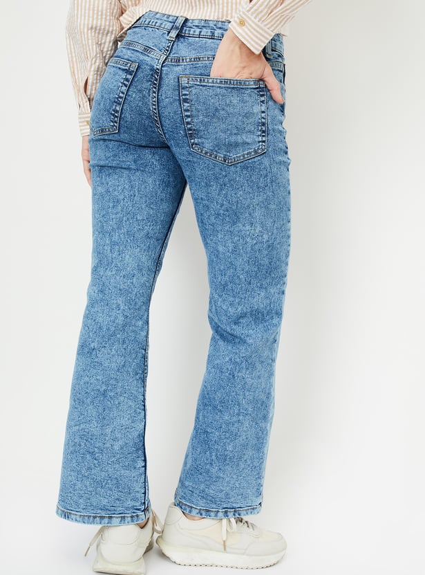 Women Washed Flared Jeans