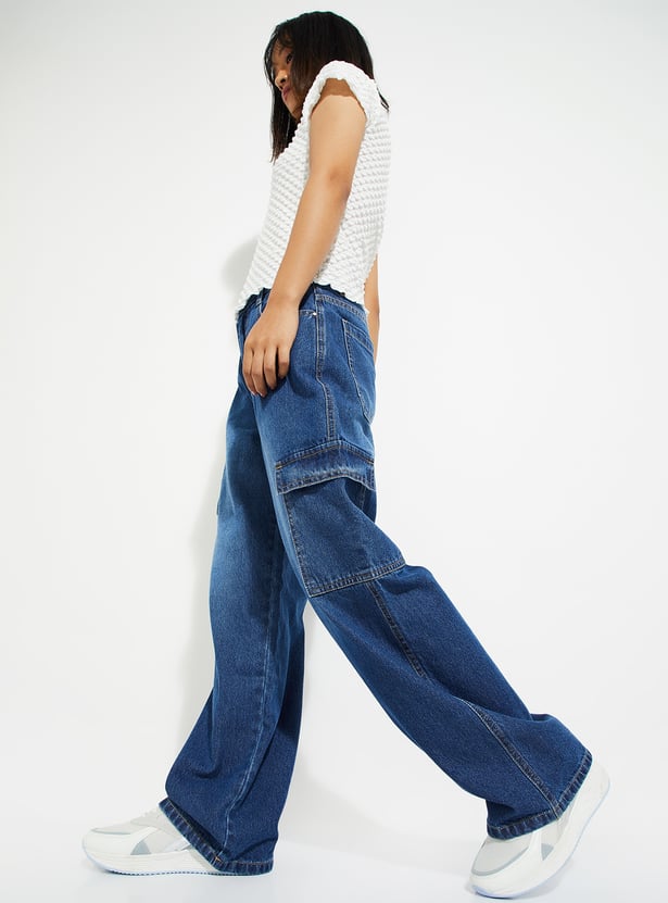 ALAYA F x URB_N Women Washed Cargo Jeans