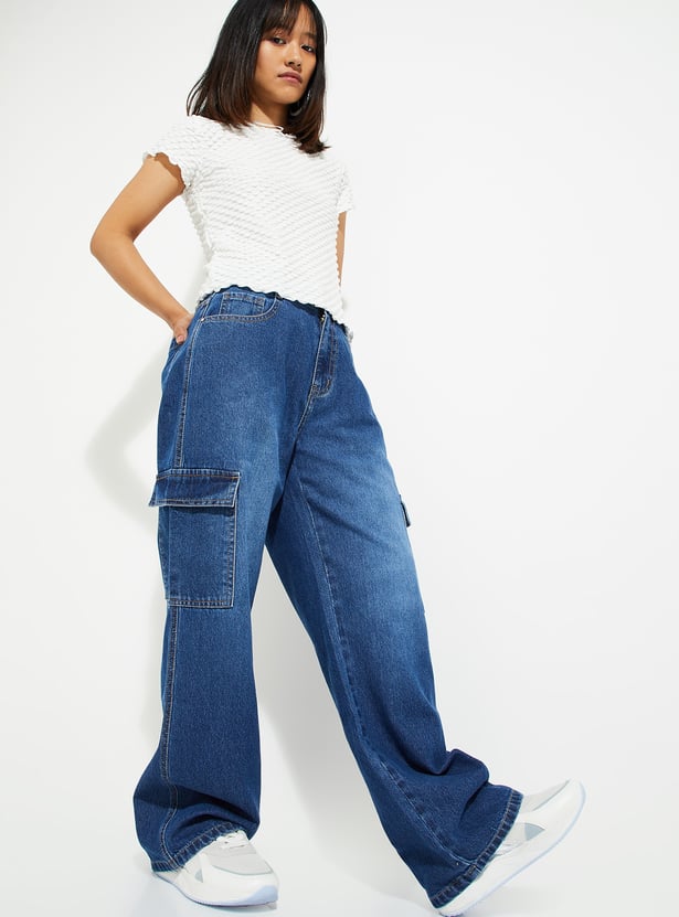 ALAYA F x URB_N Women Washed Cargo Jeans