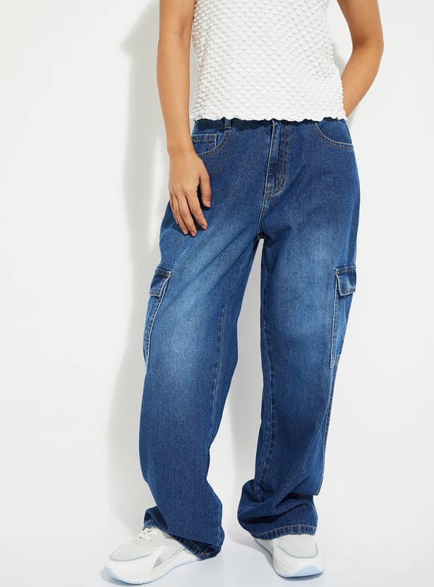 ALAYA F x URB_N Women Washed Cargo Jeans