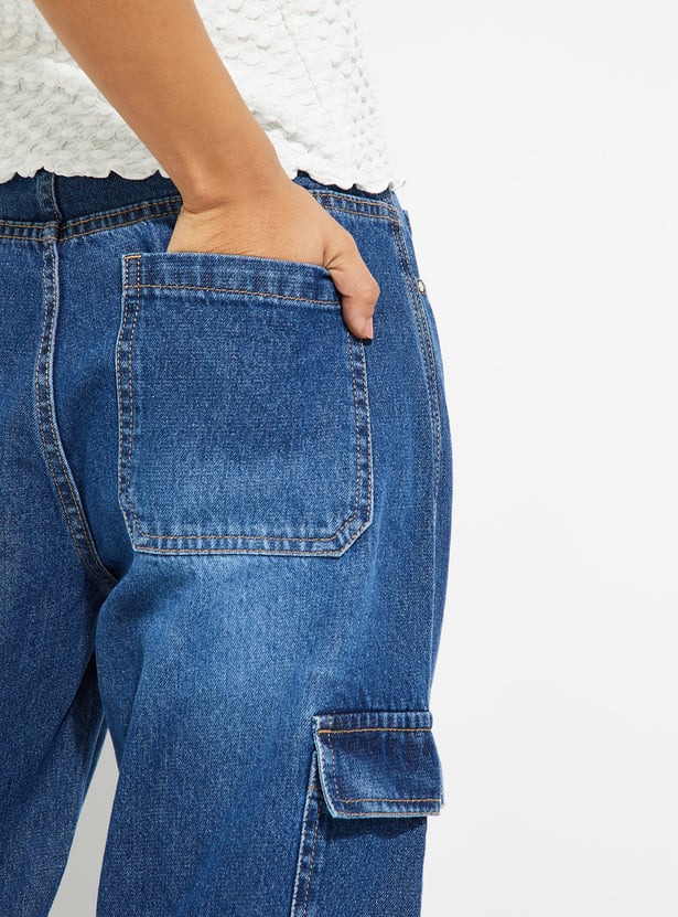 ALAYA F x URB_N Women Washed Cargo Jeans