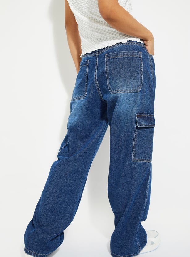 ALAYA F x URB_N Women Washed Cargo Jeans