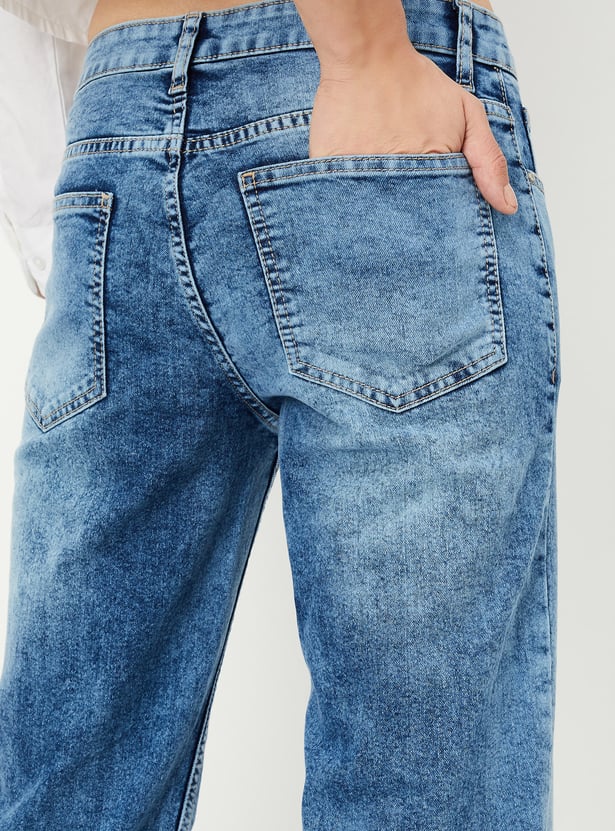 Women Washed Kick Flared Jeans