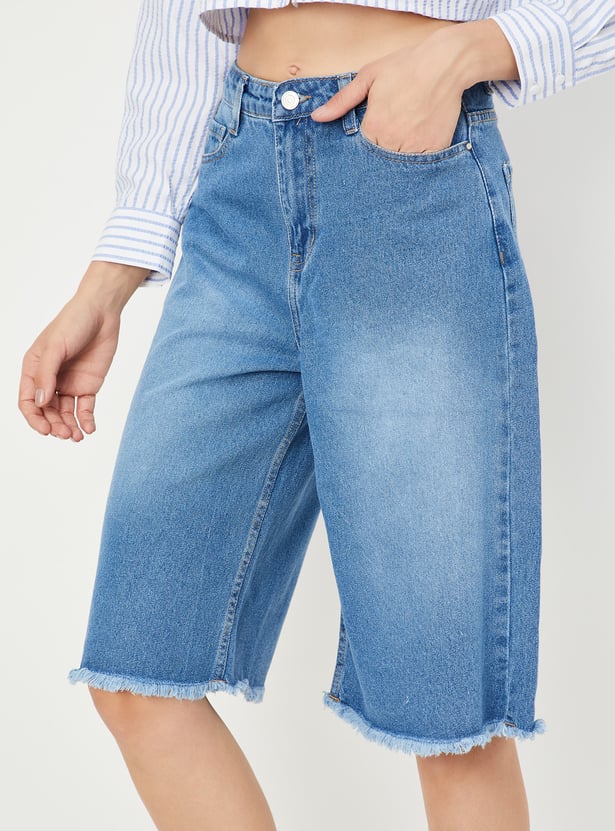 Women Washed Denim Shorts