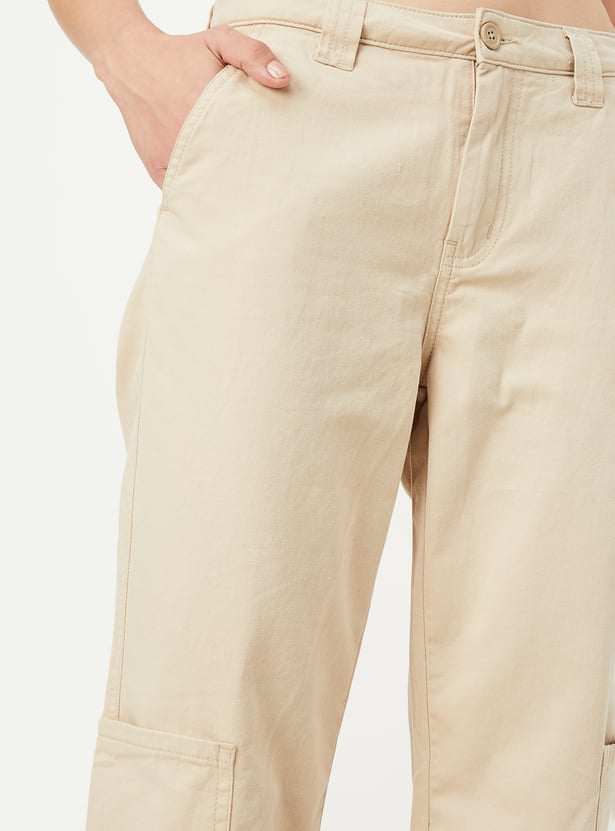 Women Solid Cargo Trousers